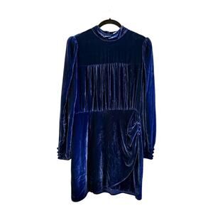 Reformation Evora Velvet Dress in Blue Size 8